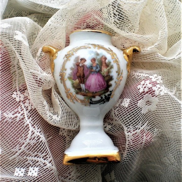 Limoges Accents Vintage Limoges France Porcelain Small Vase Amfore